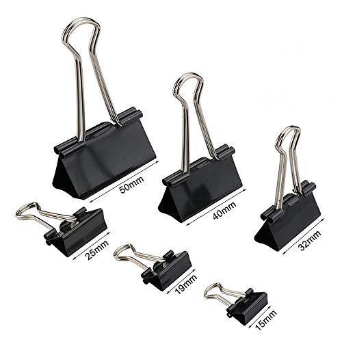 MOKAOU Binder Clips 130pcs Heavy Duty Small, Medium, Large Sizes, Paperwork and Document Clamps