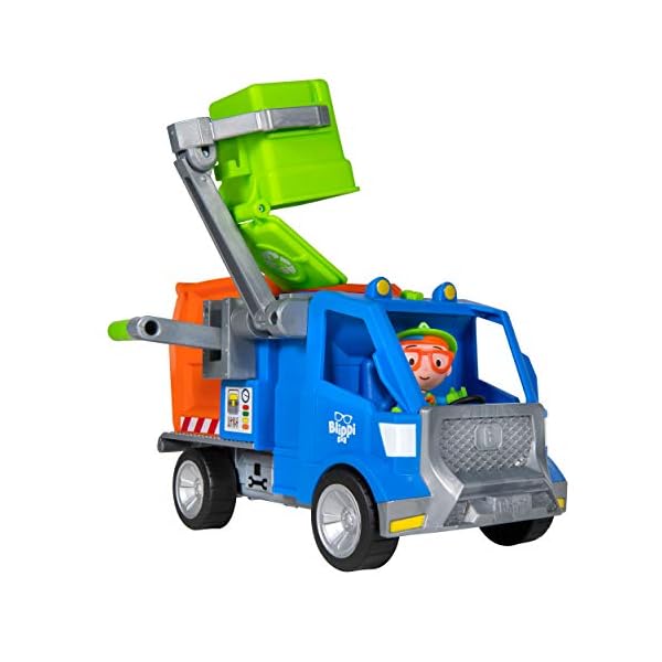 Blippi-BLP0035-Truck-with-Working-Lever-and-Classic-Figure-Inside-Sing-Along-Catchphrases-Educational-Toys-Encouraging-Kids-to-Reduce-Reuse-and-Recycle-Blue Blippi BLP0035 Truck with Working Lever and Classic Figure Inside, Sing Along Catchphrases-Educational Toys Encouraging…