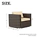 SUNCROWN Outdoor 5-Piece Half-Moon Sectional Sofa Furniture Sets - Brown Wicker Patio Curved Conversation Set with Round Coffee Table and Cushions - Red
