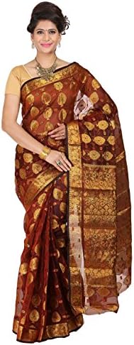 Mimosa Women Kanchipuram Art Kora Silk Saree With Tissue Blouse .