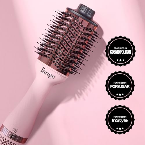 L'ANGE HAIR Le Volume 2-in-1 Titanium Blow Dryer Brush | Frizz Control Blowout Hair Dryer Brush For Drying And Straightening | Volumizing Hot Air Styler For All Hairstyles | Oval Barrel | Blush - 60mm