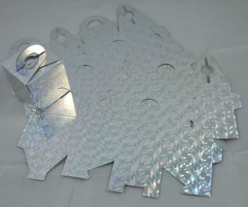 10 Eye Catching Silver Holographic Cracked Ice Design Gift /Wedding Favour Boxes with carrying handles +Free matching Gift Tag-Stunning Diamonte glitter Pattern