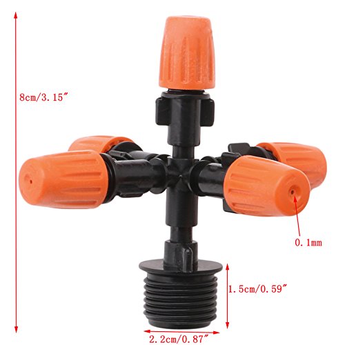 Shoresu 5-Eye Atomizing Nozzle Outdoor Patio Home Misting Cooling System Micro Spray Heads Garden Lawn Irrigation - (2 Pieces/Pack) - Thumbnail 5