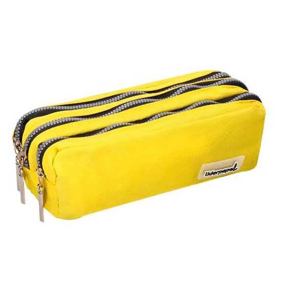 Liderpapel School Bag Rectangular Pencil Case 3 Pockets Pastel Yellow 185 x 55 x 70 mm