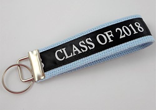 Class of 2018 Wristlet Key Fob Keychain Light Blue