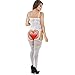 Amstt Women’s Lingerie Sexy Fishnet Bodystocking Lace Crotchless Strap Babydoll Bodysuit White