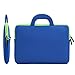 Evecase 13.3-14inch Slim Portable Neoprene Carrying Laptop Sleeve Case Bag w/ Handles and Accessory Pocket (Blue with Green Trim)