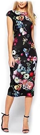 Herina Women Floral Print Pencil Dress, Slim Dress Casual Sleeveless Dress.