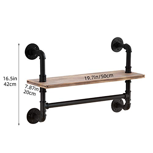 ROGMARS Industrial Pipe Shelving,Iron Pipe Shelf with Wood for Kitchen
