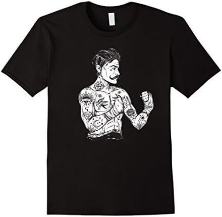 Mens Vintage Boxing Champion Tattoo TShirt - Boho Ink Fighter Tee 2XL Black