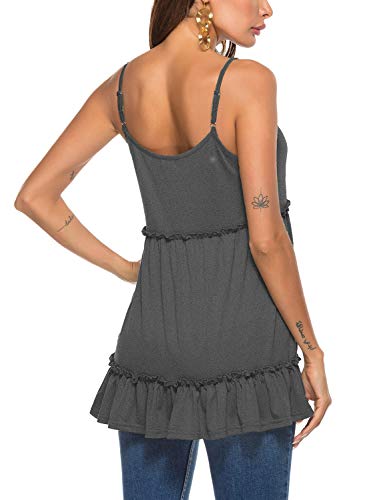 Womens Summer Tunic Tank Tops Casual Sleeveless Shirts Cami Blouses Dark Grey M