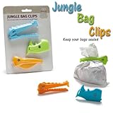 bee-zoo Jungle bag clips - New modern design of colorful plastic kitchen seal clipset for closing a bag of bread, snack or chips - different sizes -easy storage & fully reusable