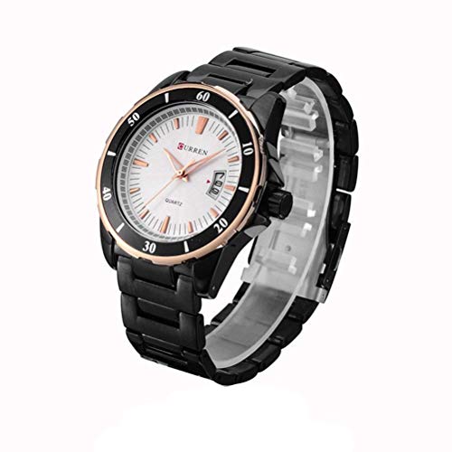 Curren los Hombres Relojes Top Marca Full Acero Auto Fecha Cuarzo Reloj Blanco 8018 - Imagen 2