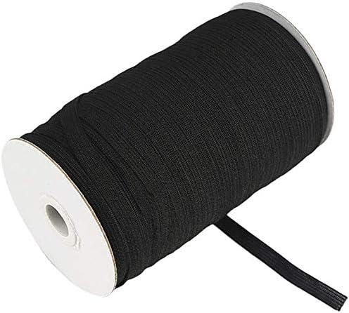 Elastic Bands for face - Width Braided Elastic Cord for Crafts,Elastic Rope,Black Heavy Stretch Knit Elastic Spool for Mask Making Hanging Sewing,6mm,100Yard/Roll
