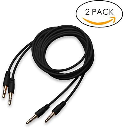 2x 3.5mm Stereo Audio Cable (3 Feet) Dual Shielding Male to Male AUX Cable for Car Stereos, Smartphones, iPhone, Tablets, PC, Media Players and More (Black)