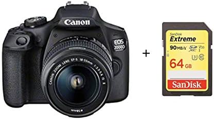 Canon EOS 2000D DSLR Camera and EF-S 18-55 mm f/3.5-5.6 IS II Lens with Sandisk 64G Memory Card