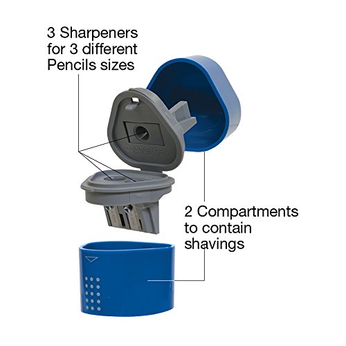 Faber-Castell Grip Trio Pencil Sharpener - Grey, 3-in-1 Artist Pencil Sharpener, Manual Handheld Sharpener for Colored Pencil, Jumbo and Graphite Pencils - Thumbnail 5