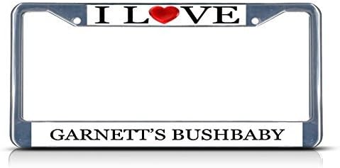 Lievon I Love Heart Garnett'S Bushbaby Chrome Metal License Plate Frame Tag Border
