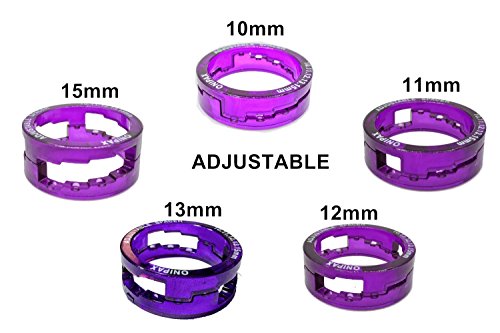 ONIPAX Polycarbonate Adjustable Headset spacers. 1 1/8". One Set can Adjust to 10mm/11mm/12mm/13mm/15mm Height .7sets/Bag