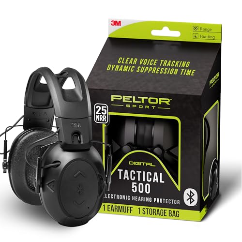 Peltor Sport Tactical 500 Smart Elektronischer Gehörschutz, Bluetooth Wireless Ohrenschützer, NRR 26 dB, Bluetooth-Kopfhörer mit versenktem Mikrofon,