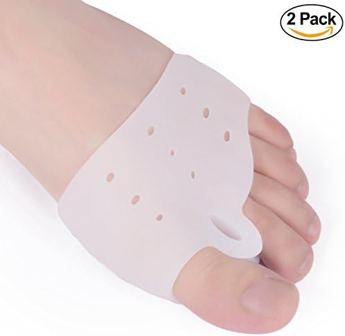 2-Pack Soft Gel Half-Toe Metatarsal Pads Support For Men &amp; Women By Bormei–Protective Foot Sleeves – Medical Grade TPE – Available In Beige &amp; White – Ideal For Runners, Hikers, &amp; Bikers (White)