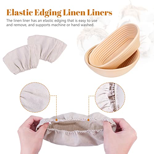 Bread Proofing Basket, ELVASEN 9" Round & 9.8" Oval Bread Making Tools