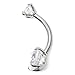 COOLSTEELANDBEYOND Surgical Steel Belly Button Ring Body Jewelry Piercing Navel Ring Barbells Double Cubic Zirconia