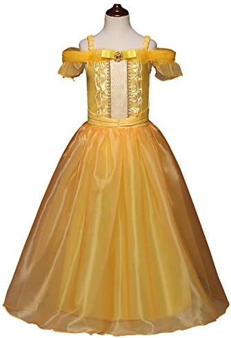 BaiXia Mädchen Cosplay Kostüm Kinder Geburtstags Feier Prinzessin Kleid Gelb Cap 10
