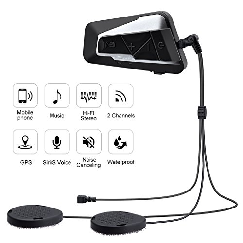 AUTOLOVER Bluetooth Motorcycle Intercom 1200M Helmet Headset Communication System with Microphones for MP3 Player/GPS/Walkie-Talkie, Hands Free & FM Radio (Dual)