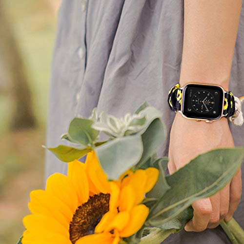Huishang Scrunchie Watch Band Compatible for Apple Watch Band 38mm 42mm 40mm 44mm, Soft Pattern Replacement Wristband Women Compatible with iWatch Apple Watch Series 5 4 3 2 1(Sunflower,38/40mm)