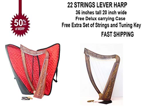 Celtic Harp 22 Strings with Brass Levers with Free Padded Bag and Strings