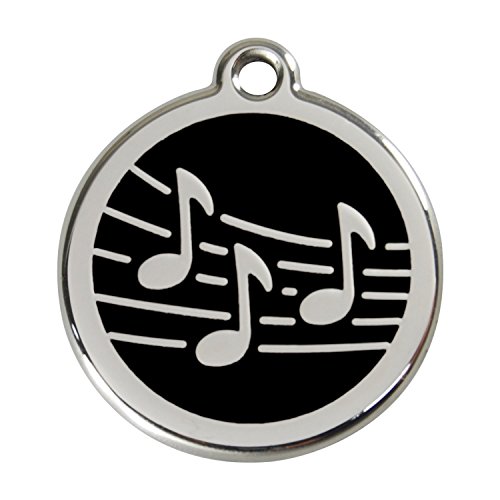 Personalized Stainless Steel & Enamel Dog Tag with Engraving - Music (Black - Medium)