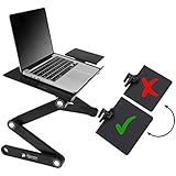 Portable Adjustable Aluminum Laptop Desk/Stand/Table Vented w/CPU Fans &amp; EXTRA LARGE Mouse Pad Side Mount-Notebook-Macbook-Light Weight Ergonomic TV Bed Lap Tray Stand Up/Sitting-Black