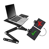 Vented w/CPU Fans & Extra Large Mouse Pad Side Mount-Notebook-MacBook-Light Weight Ergonomic TV Bed Lap Tray Stand Up/Sitting-Black