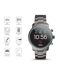 Diruite - Pack de 3 protectores de pantalla para Fossil Q Explorist HR (cristal templado para Fossil Q Gen 4 Smartwatch) [Dureza 2,5D 9H] [Anti-arañazos] [Versión optimizada]