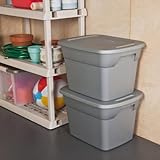Case of 8, 18 Gallon Durable Construction Molded-in Handles Tote Box- Steel, Gray