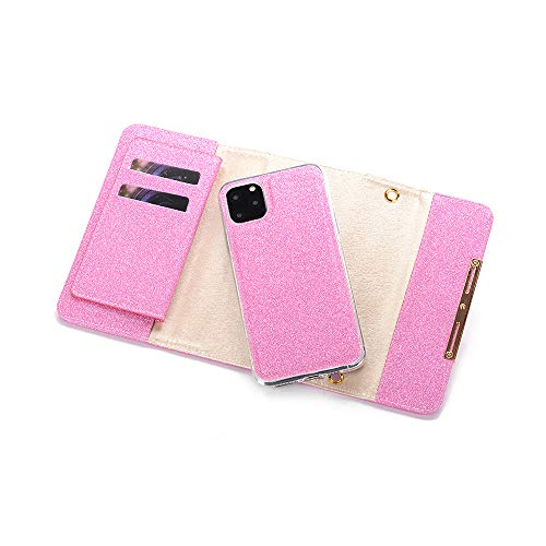 Businda for iPhone 11 6.1 inch Wristlet Handbag, Wallet Case for Women Handbag Zipper Pocket PU Leather Candy Colour for iPhone 11/11R/XIR Release 2019 (Hot Pink) - Thumbnail 2