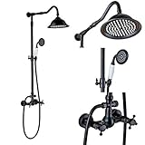 Rozin Bathroom Dual Knobs Mixer Shower Set 8-inch Rain Showerhead with Hand Spray Oil Rubbed Bronze