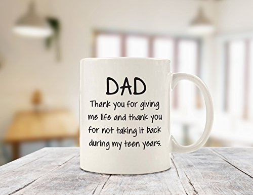 Dad Thank You For Giving Me Life Funny Mug - Best Fathers Day Gifts For Dads, Men From Daughter or Son - Unique Birthday Gift Idea For Him - Cool Present For a Father - Fun Novelty Coffee Cup - 11 oz - Thumbnail 2