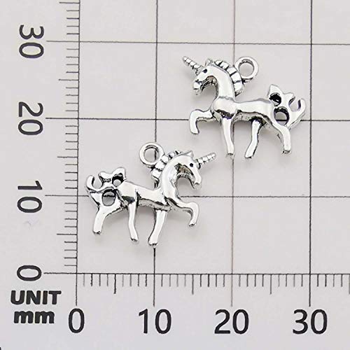 Youdiyla 50 Unicorn Charms, Horse Metal Charm Pendant Supplies Findings for Necklace Bracelet Jewelry Making HM314