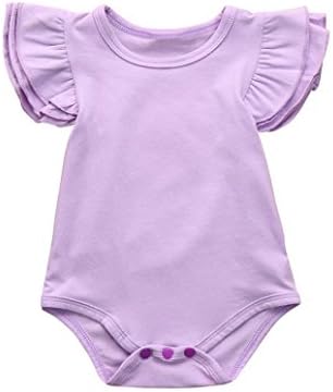 Sefter Baby Oneseies, Girls Ruffles Sleeve Romper Playsuit Clothes Clothes (Purple, 24 Months)