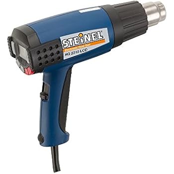 Steinel HG 2310 Industrial Heat Gun with LCD Display, 1600 W power blowing hot heat, temperature and airflow continuously variable, lockable override control, ideal for use on electronics, aerospace, medical manufacturing, 34870