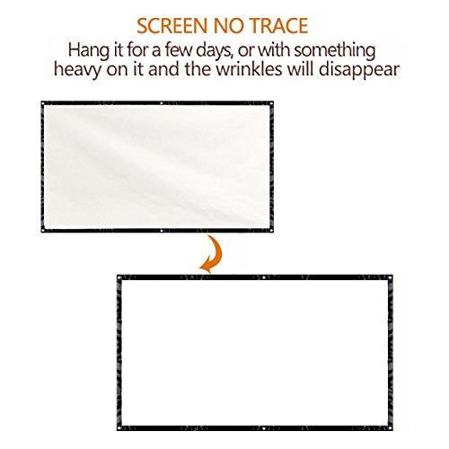FUN 100 inch Projection Screen 16:9 HD Portable Movies Screen PVC Fabric for Projector Home Theater Outdoor