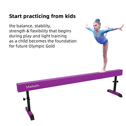 Matladin 7.7ft Adjustable Wood Balance Beam Gymnastics for Home, Extra Firm Balance Beams Gymnastics Equipment for Practice Training Kids Adults - Thumbnail 3