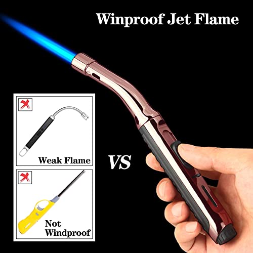 Yeuligo Torch Lighters, 7.6in Long Butane Lighter with Visible Window, Adjustable and Refillable