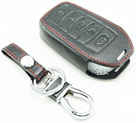 FORTUNER 2015-17 KEY REMOTE COVER BLACK LEATHER RED THREAD KEY CHAIN