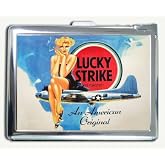Vintage Lucky Strike Bomber Lady Sign Cigarette Case Lighter Wallet Card Holder