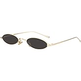 MEETSUN Vintage 90s Small Oval Sunglasses For Women Men Metal Frames Designer Gothic Glasses
