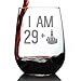 29 + 1 Middle Finger - 30th Birthday Stemless Wine Glass for Women & Men - Cute Funny Wine Gift Idea - Unique Personalized Bday Glasses for Best Friend Turning 30 - Drinking Party Decoration