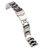 Osgar 22mm Stainless Steel Bracelet Watch Band Strap Straight End Solid Links Fold-over Clasp Silver (22mm)
